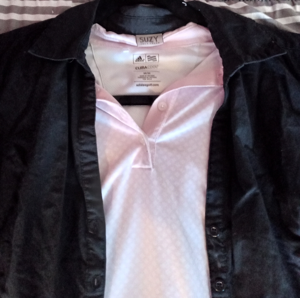 Adidas pink t-shirt and black Suzy shier shirt